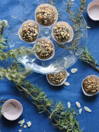 Boozy balls with nuts and wafers