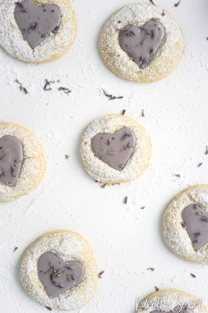 Close up of lavender cookies with lemon