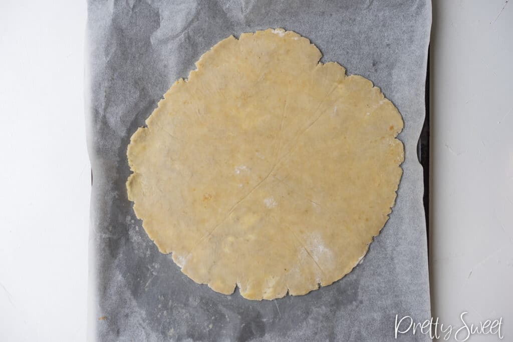 Rolled out dough for a galette